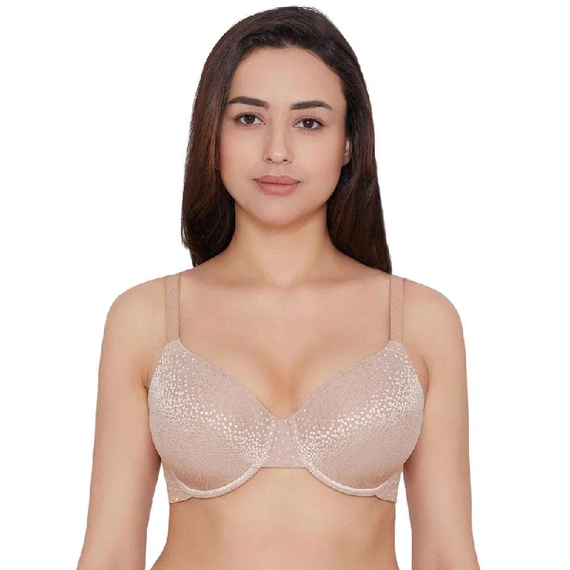 Formal Outfit For Women Back Appeal Contour Padded Wired Full Cup Everyday Wear Plus Size Full Support Bra - Beige