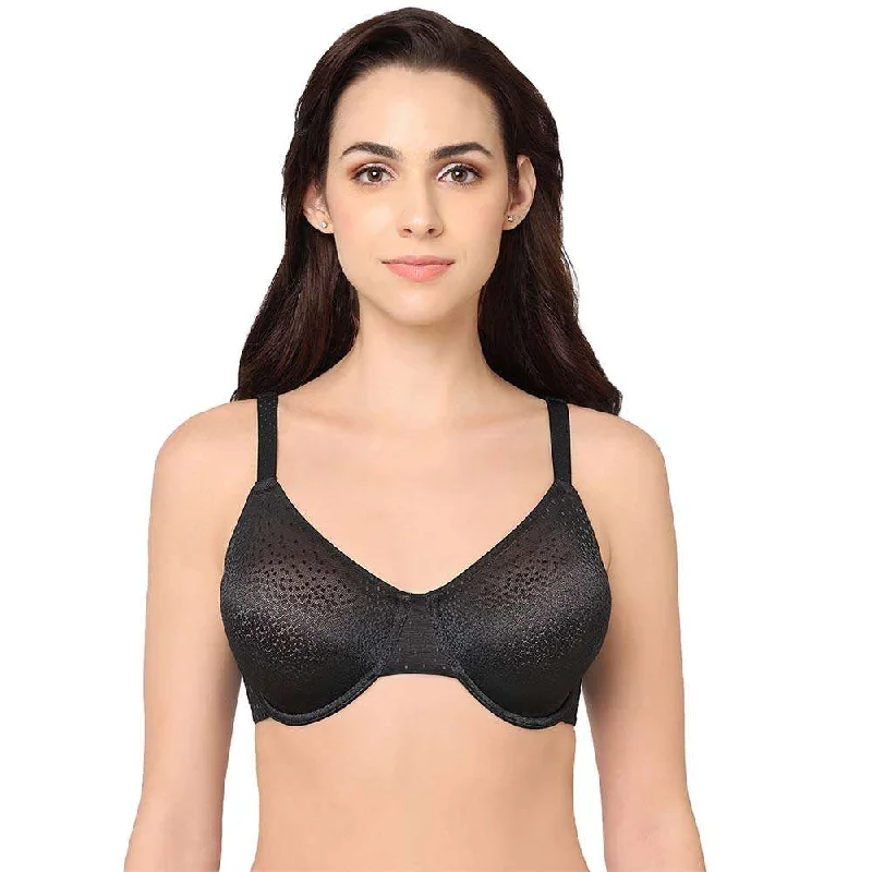 Women's Trendy Attire Back Appeal Non Padded Wired Full Cup Everyday Wear Plus Size Comfortable Full Support Bra - Black