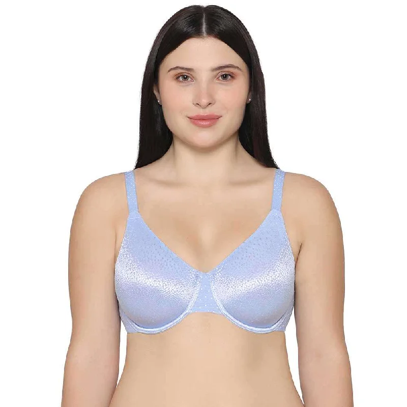 Modern Women's Attire Back Appeal Non Padded Wired Full Cup Everyday Wear Plus Size Comfortable Full Support Bra - Light Blue