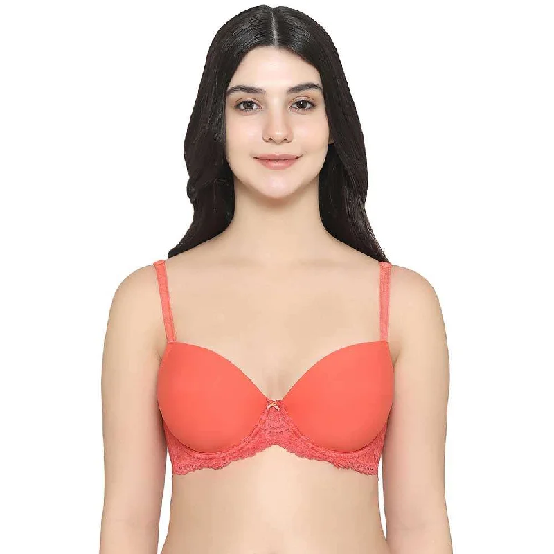 Women's Seasonal Wardrobe Clothing Balcony & Beyond Padded Wired Half Cup Everyday Wear Smooth Finish Fashion Bra - Orange