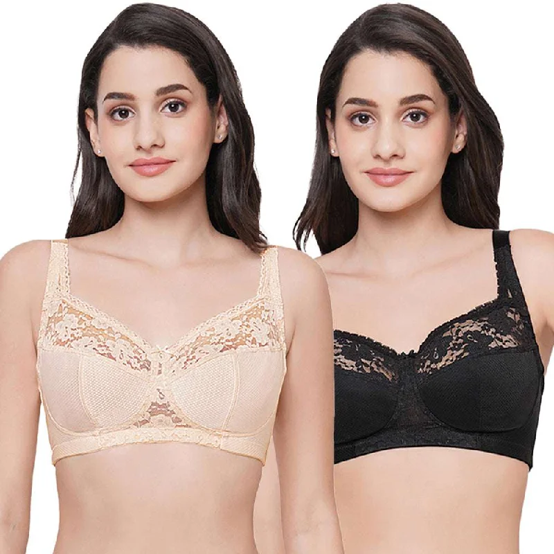 Plus-Size Women's Clothing Charming Illusion Non Padded Non Wired Full Cup Plus Size Full Support Pack of 2 Minimizer Bra