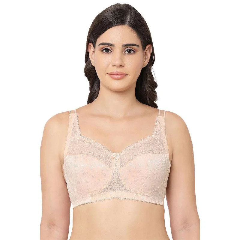 Women's Everyday Apparel Classic Non Padded Non Wired Full Coverage Plus Size Everyday Comfort Bra - Beige