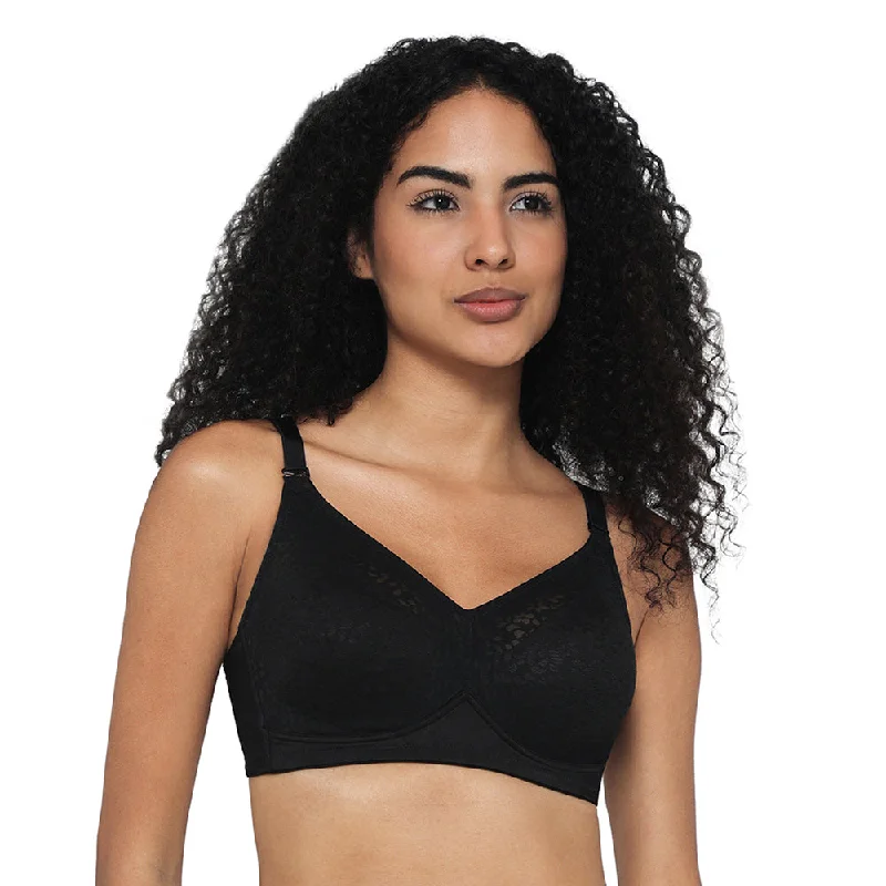 Women's Plus-Size Attire Curvy Confidence Non-Padded Non-Wired Full Cup Plus Size Minimizer Bra - Black