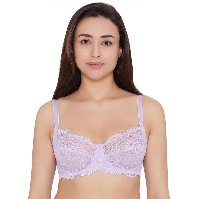 Women's Clothes For Special Occasions Essential Lace Non Padded Wired Full Cup Bridal Wear Lace Bra Full Support Bra - Lavender