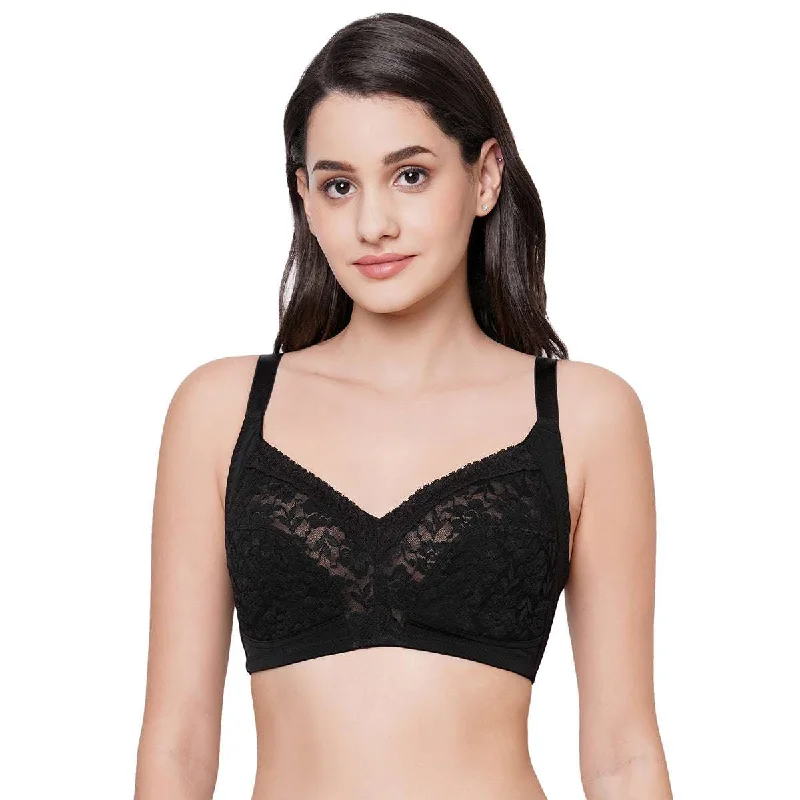 Women's Layered Outfit Grace Non-Padded Non-Wired Full Coverage Plus Size Bra - Black