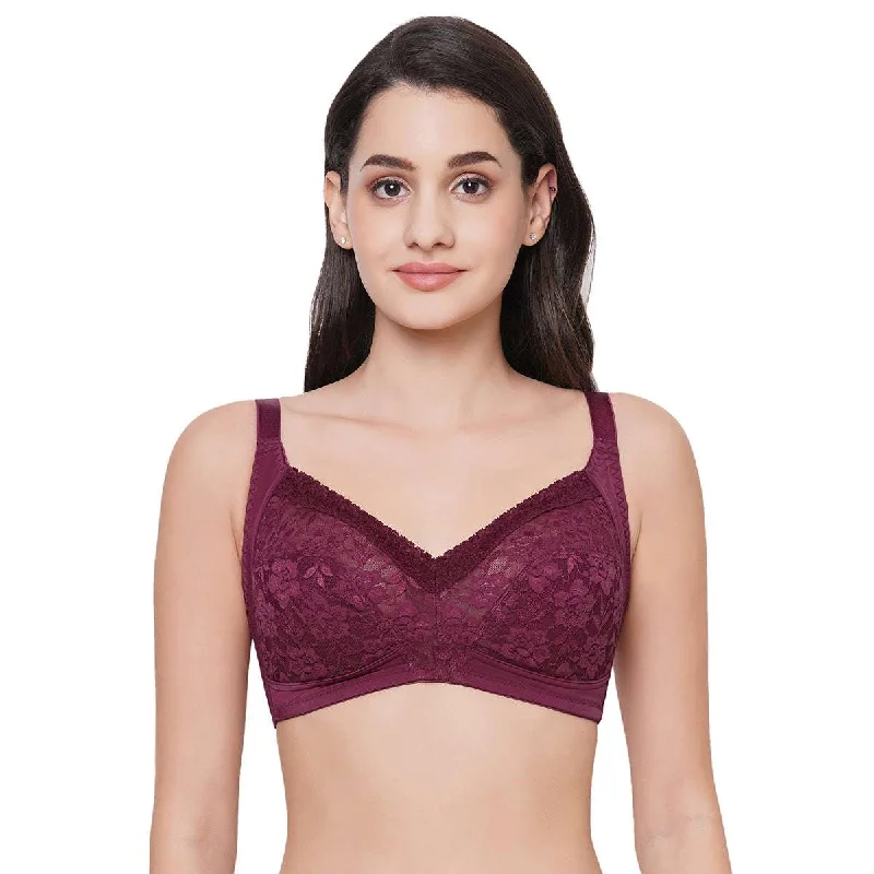 Timeless Women's Clothing Grace Non-Padded Non-Wired Full Coverage Plus Size Bra - Maroon