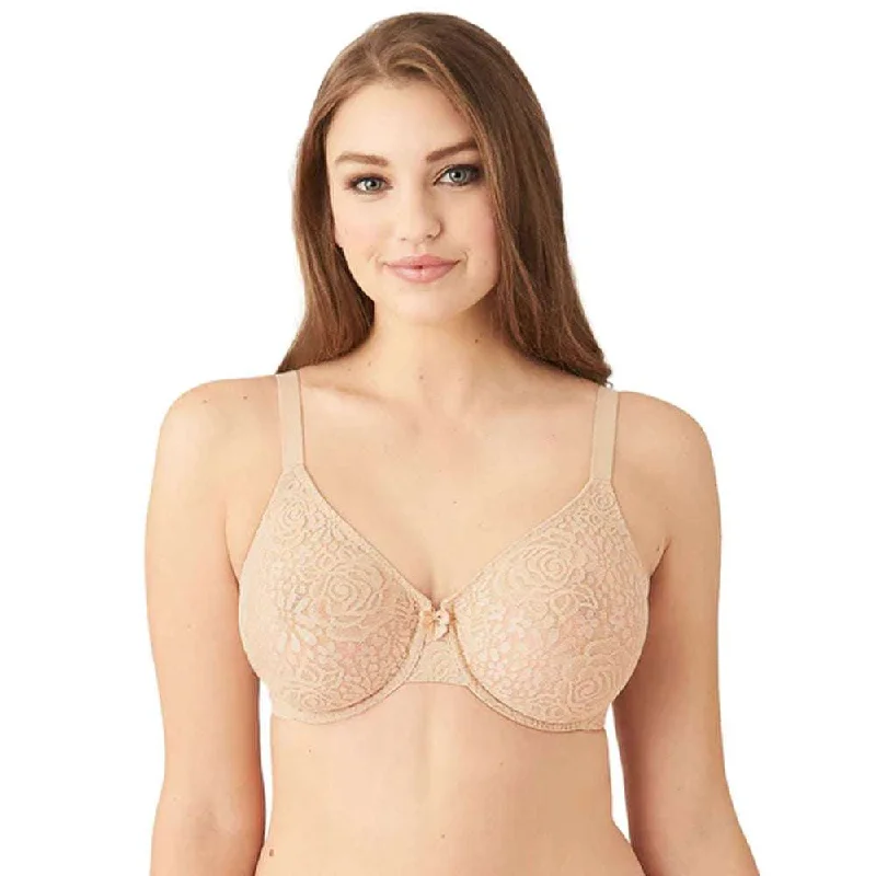 Women's Everyday Clothes Halo Lace Non-Padded Wired Full Cup Lace Everyday Comfort  Bra - Beige