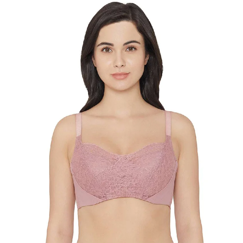 Women's Clothing For Holiday Travel Moselle Padded Wired Full Cup Bridal Wear Full coverage Lace Bra - Purple