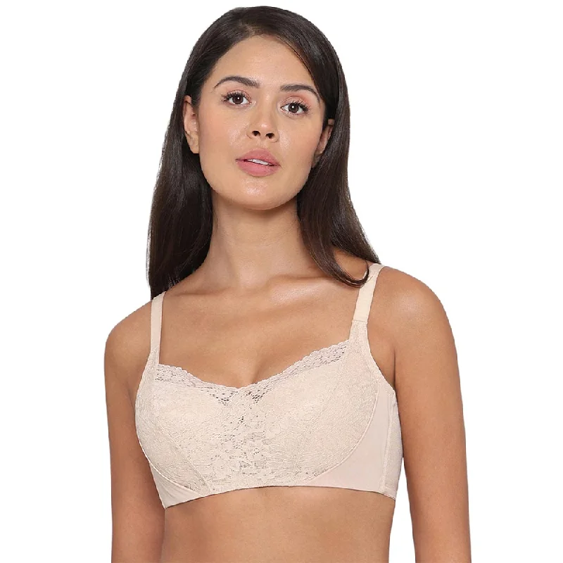 Fashion-Forward Women's Clothing Moselle Padded Wired Full Cup Bridal Wear Full coverage Lace Bra - Beige