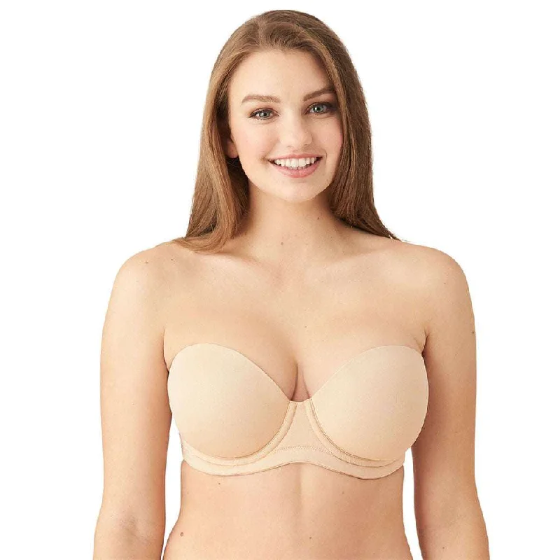 Women's Workout Clothing Red Carpet Padded Wired Half Cup Low Coverage Strapless Bra - Beige