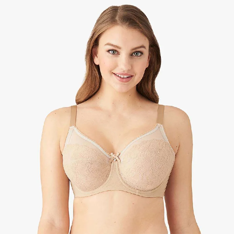 Stylish Outerwear Clothing For Women Retro Chic Non Padded Wired Full Coverage Full Support Everyday Comfort  Bra - Beige