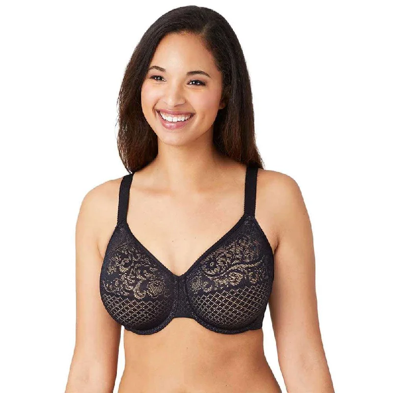 Women's Holiday Clothing Visual Effects Non Padded Wired Full Cup Everyday Wear Plus Size Full Support Minimizer Bra - Black