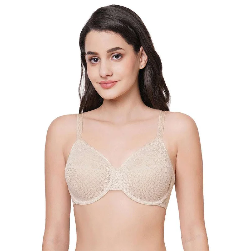 Women's Elegant Clothes Visual Effects Non Padded Wired Full Cup Everyday Wear Plus Size Full Support Minimizer Bra - Beige